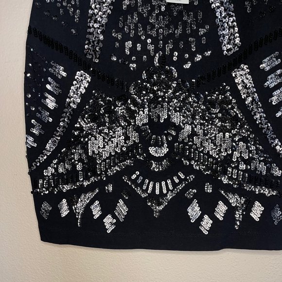 Express Black Silver Sequin Embellished Mini-Skirt XS - NEW - Picture 3 of 8